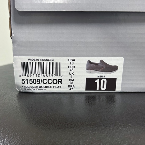 Skechers Charcoal Gray Orange Equalizer Double Play Slip On Fabric Memory Foam - Picture 12 of 15